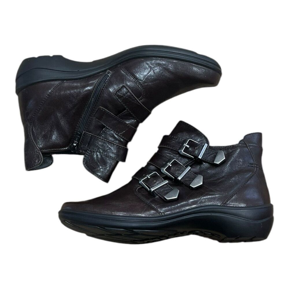Romika Dark Brown Leather Ankle Cassie Boots with Buckles 37